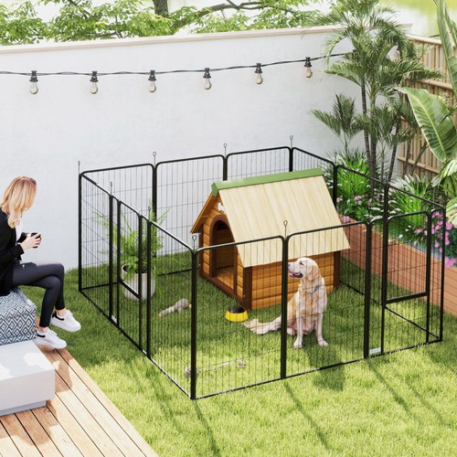 Pawhut dog pen panel - pen,, steel